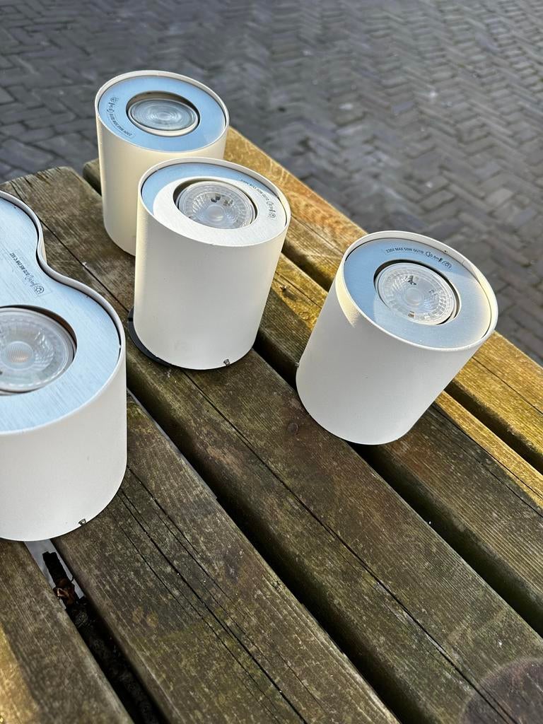 Plafond spotjes, 3 enkele en 1 duo, Halogeen, Gebruikt, Metaal of Aluminium, Ophalen of Verzenden