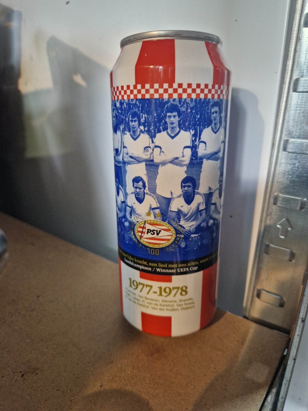 PSV 100 jaar Bavaria ongeopend blik 1977-1978 UEFA Cup, Verzamelen, Ophalen of Verzenden, Zo goed als nieuw, PSV, Overige typen