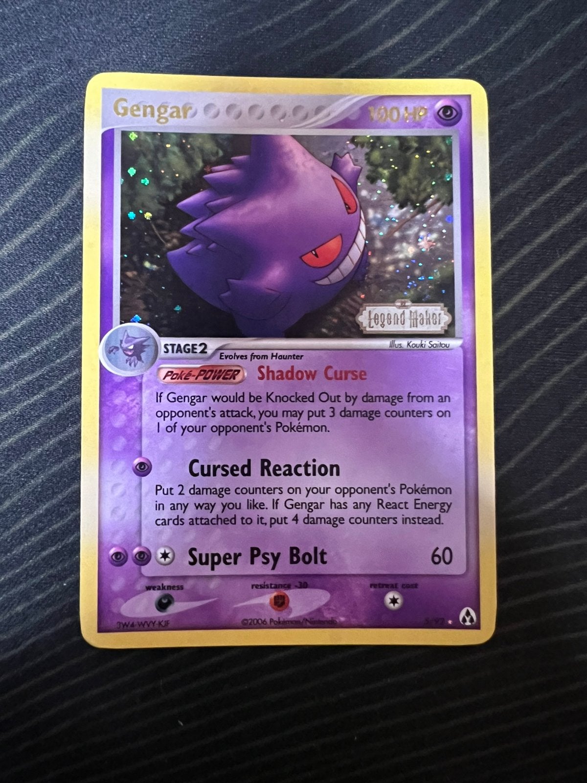 Pokémon Gengar 5/92 Reverse Holo Legend Maker EXC Engels, Ophalen of Verzenden, Zo goed als nieuw