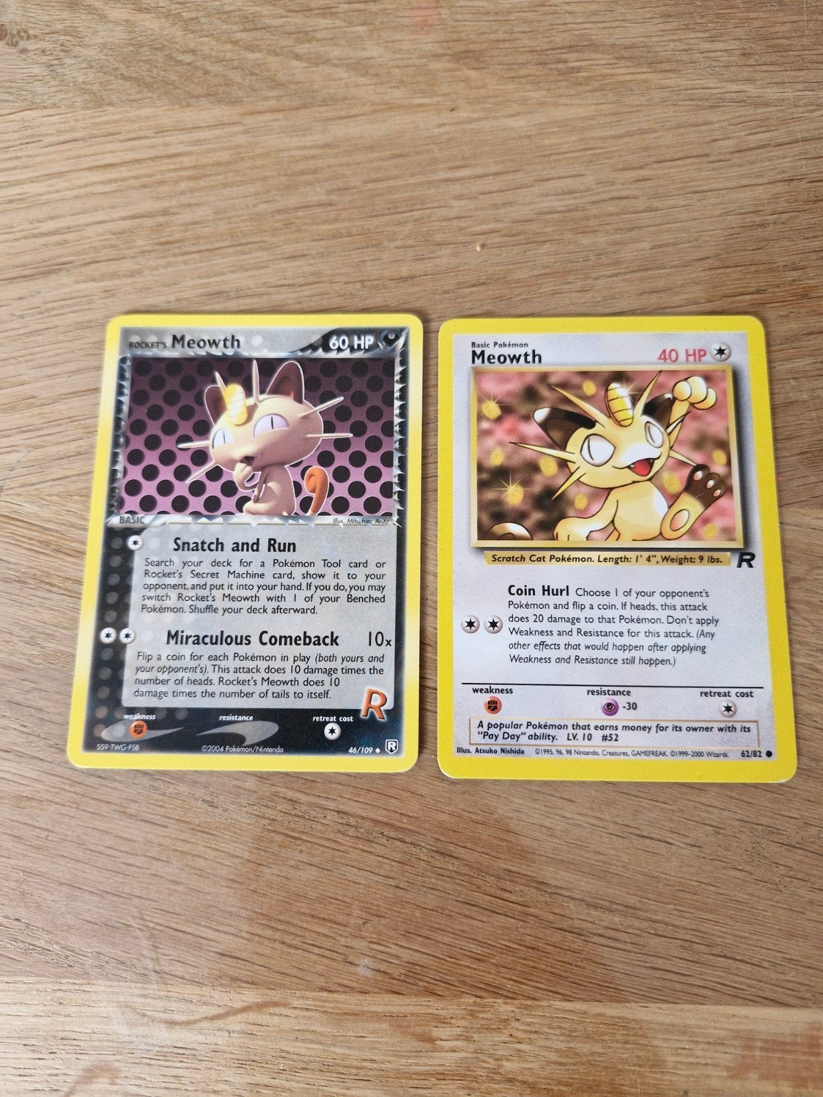 Pokémon Kaarten Meowth (2 stuks) - Rocket's Meowth & Meowth, Verzenden, Zo goed als nieuw, Meerdere kaarten