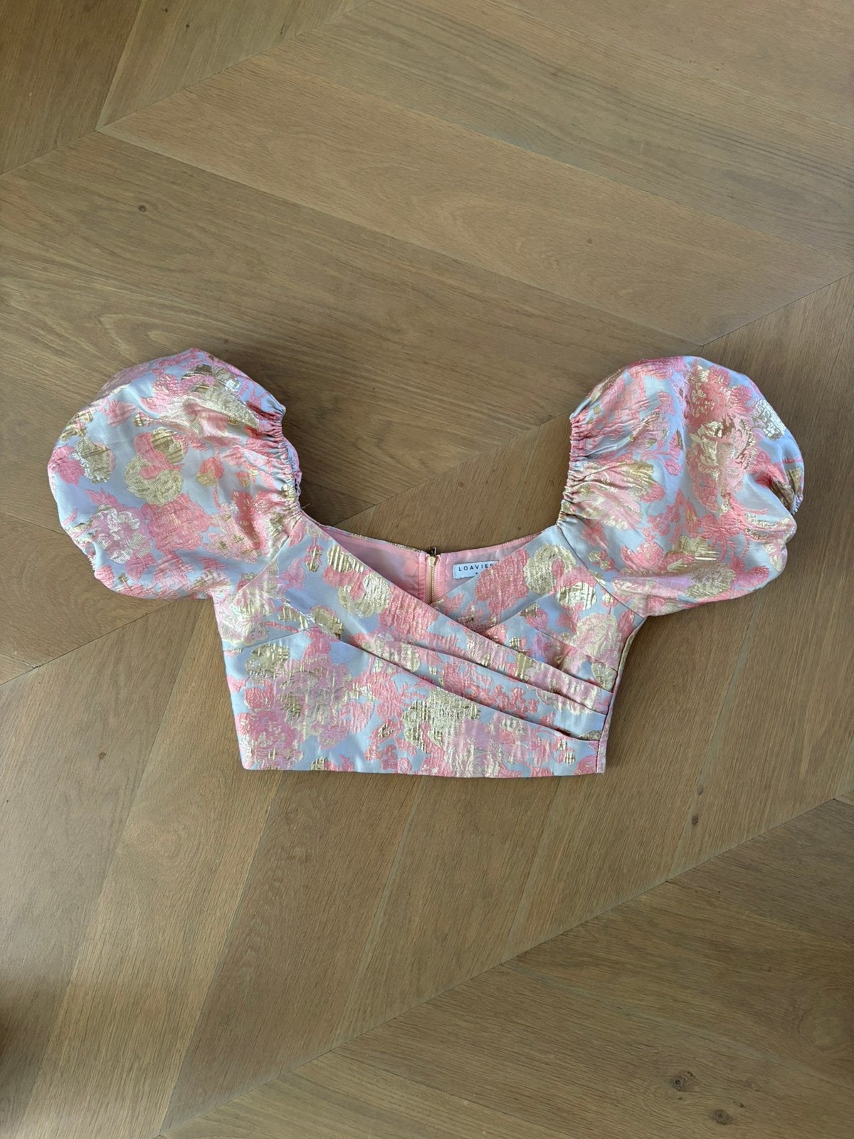 Loavies | maat M | Crop top | jacquard | pofmouwen | feest, Kleding | Dames, Tops, Ophalen of Verzenden, Zo goed als nieuw