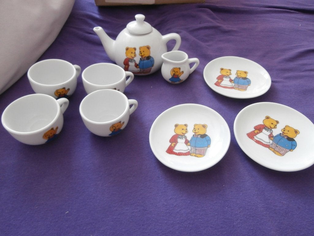 servies kinderservies theeservies beren theepot kop schotel, Ophalen of Verzenden, Gebruikt, Jongen of Meisje