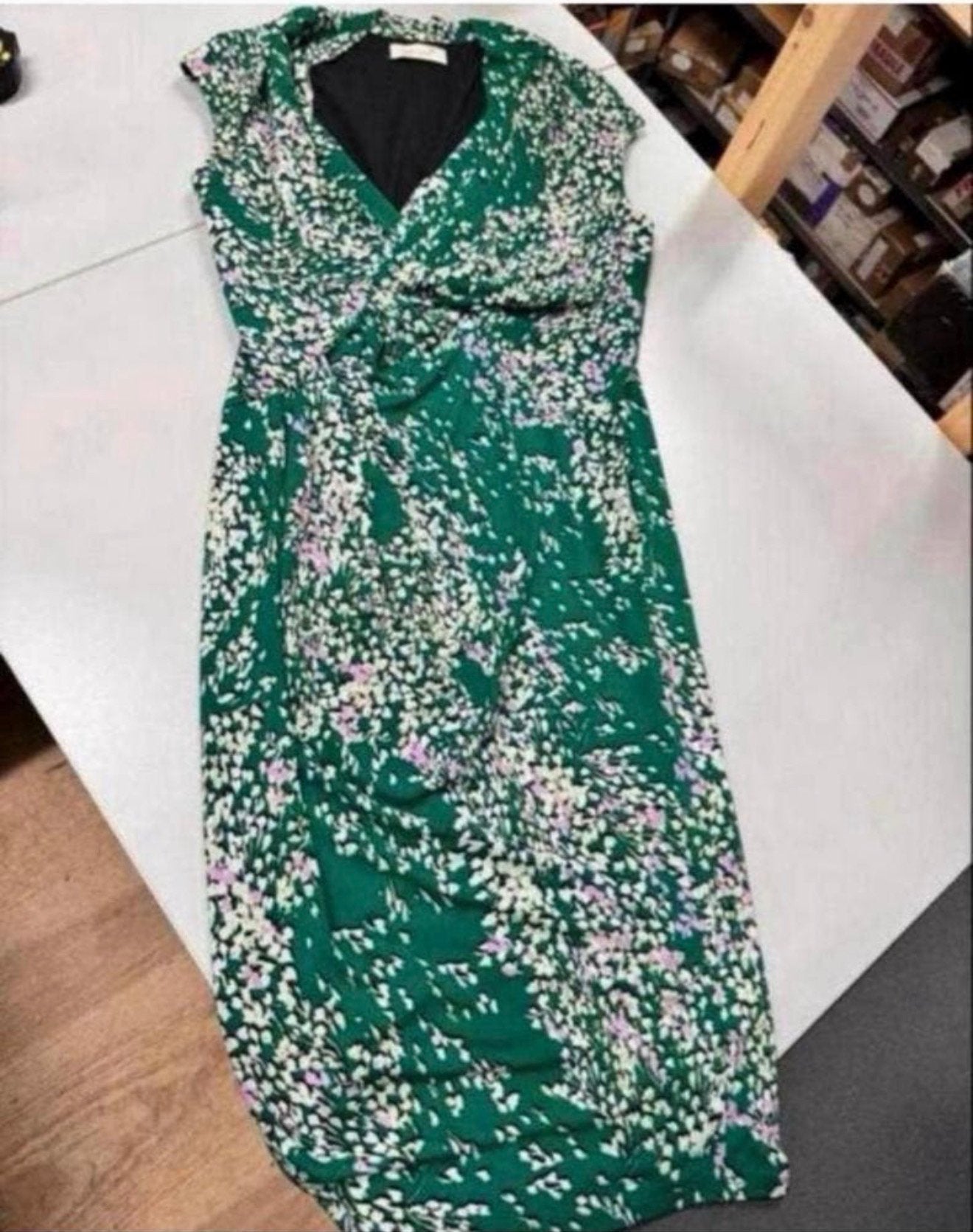 M&S lange jurk 40-M groen Per Una 40s 50s Vintage stijl, Maat 38/40 (M), Ophalen of Verzenden, Zo goed als nieuw, H