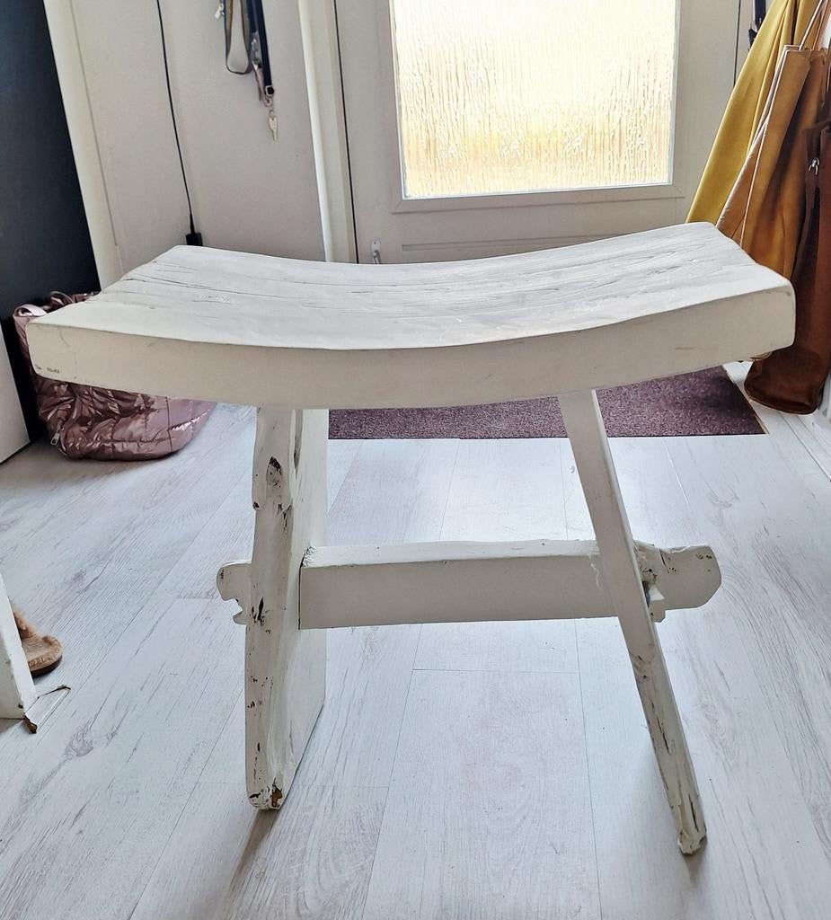 Massief houten kruk, Ophalen, Gebruikt, Hout