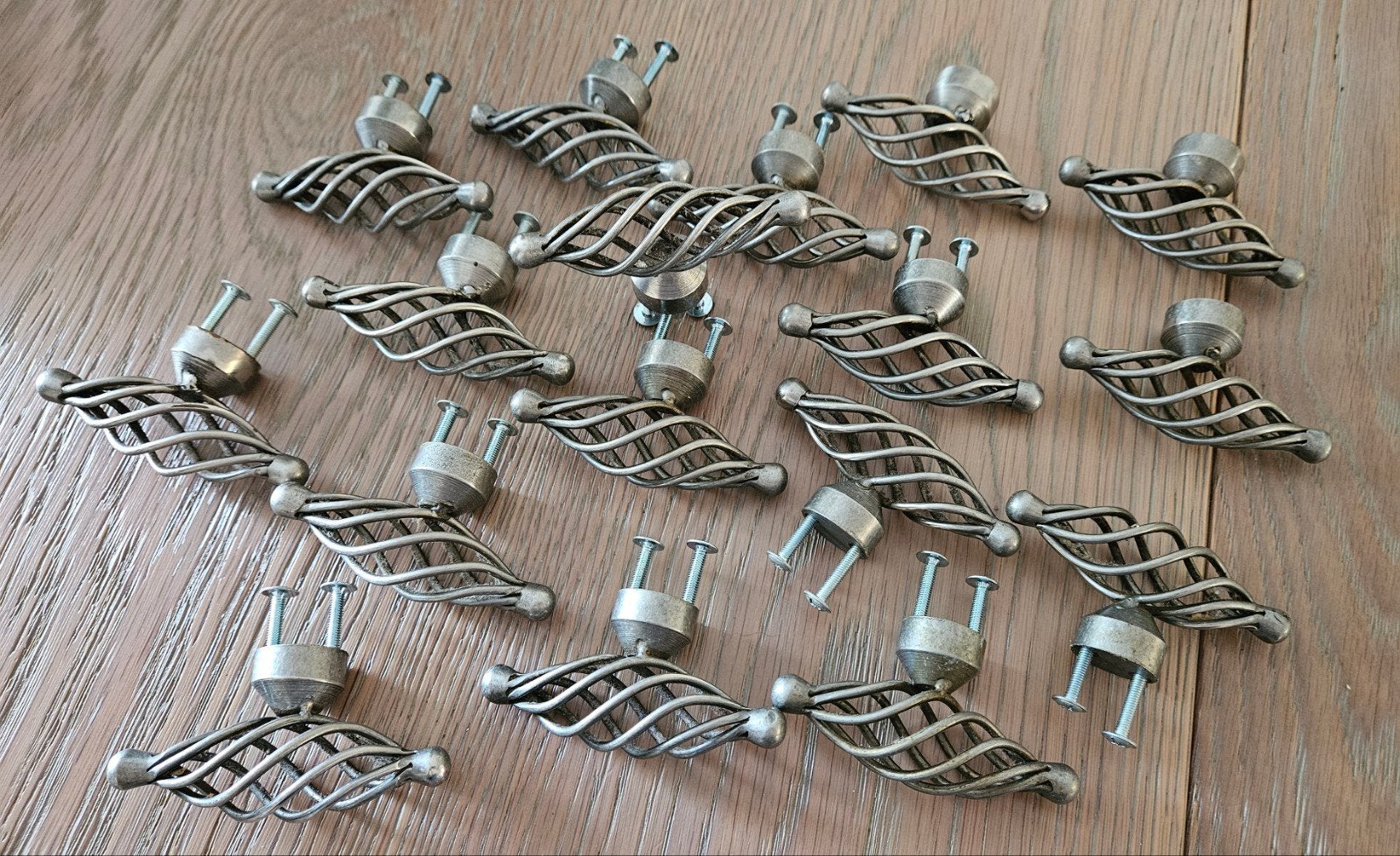 17x Draadgrepen antiek op ijzer- Landelijke Stijl 86x29x48mm, Ophalen of Verzenden, Metaal, Bruin, Landelijk