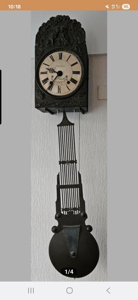 Antieke wandklok met gong - slaat elk half en heel uur, Antiek en Kunst, Ophalen