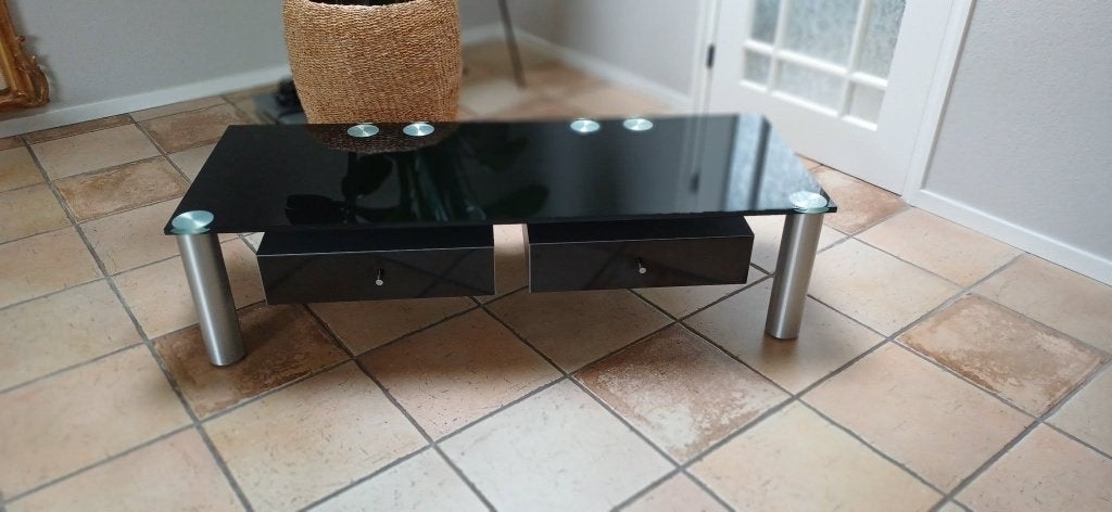 tv meubel, Ophalen, 100 tot 150 cm, Zo goed als nieuw, Glas