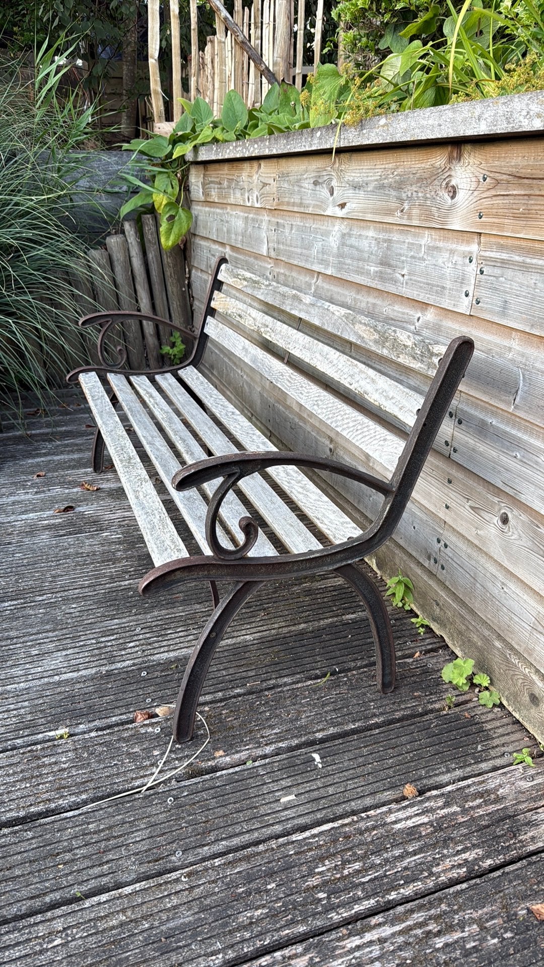 Tuinbank hout gietijzer, Tuin en Terras, Ophalen, Gebruikt, Hout