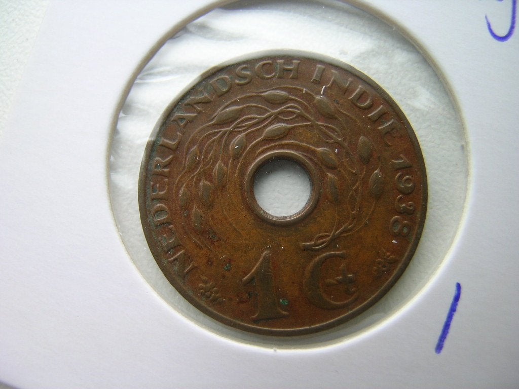 Cent 1938 Nederlands Indie, Ophalen of Verzenden, Koningin Wilhelmina, 1 cent, Losse munt