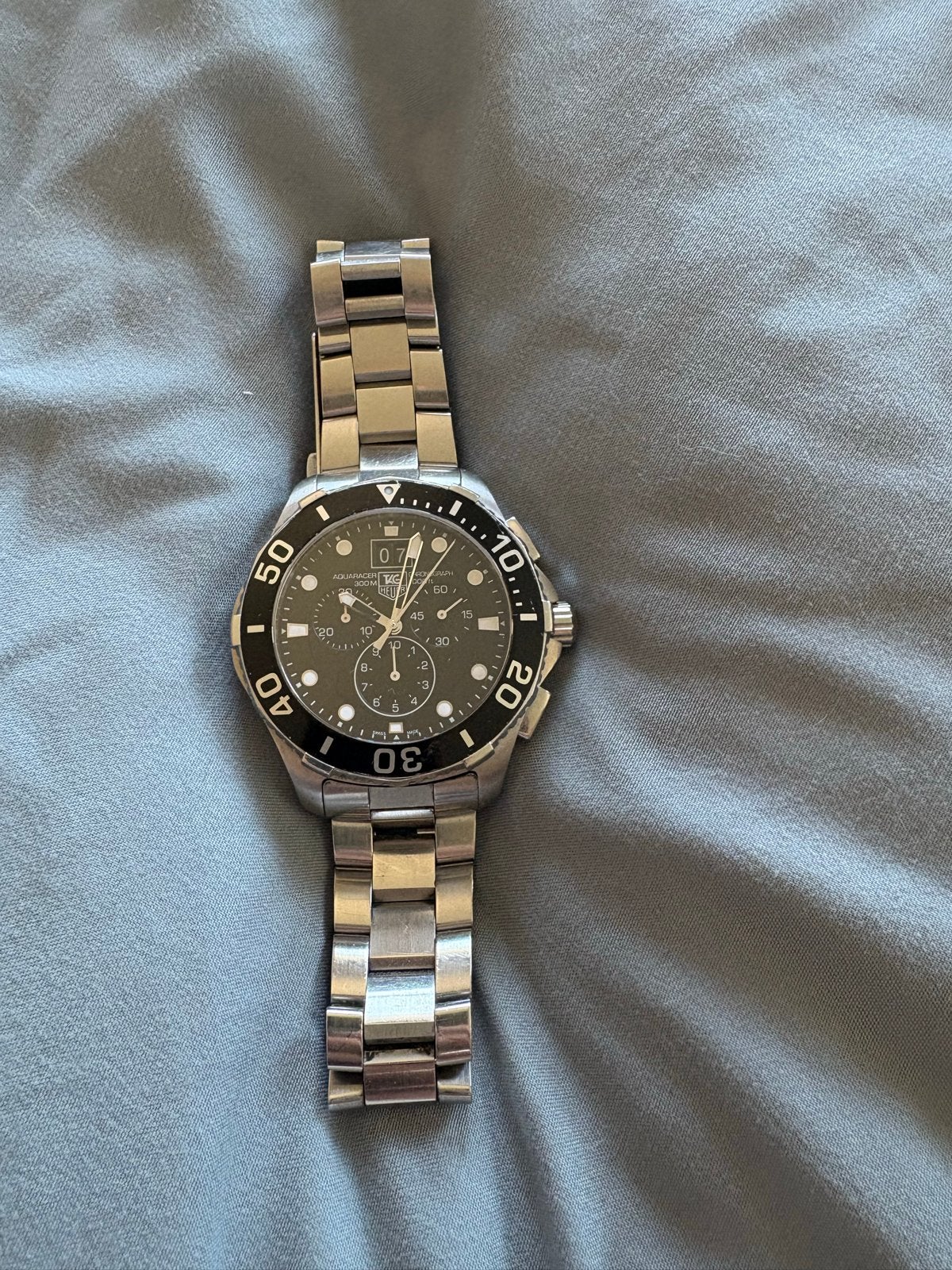 TAG Heuer Aquaracer Chronograaf Herenhorloge, Ophalen, Gebruikt, Staal, Polshorloge