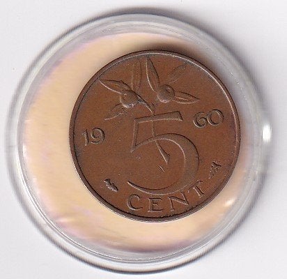 5 Cent 1960 Zeer Mooi, Verzenden, Koningin Juliana, 1 cent, Losse munt