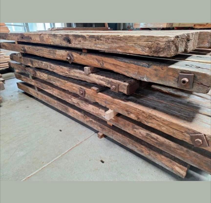 Gevraagd: 2 onbehandelde spoorbielzen, 25 tot 50 mm, Ophalen of Verzenden, 200 tot 250 cm, Balk
