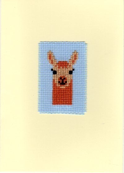 kaart met geborduurde lama (1238), Hobby en Vrije tijd, Kaarten | Zelfgemaakt, Ophalen of Verzenden, Nieuw, Dieren