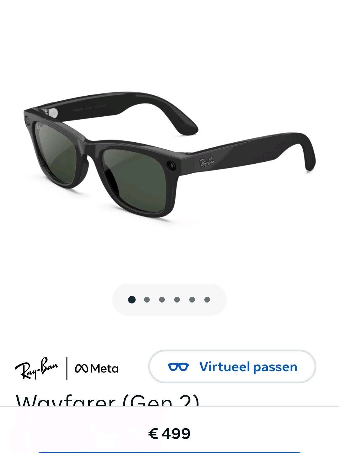 Nieuwe Ray-Ban Meta Wayfarer Gen 2 Transitions Zwart/Groen, Ophalen of Verzenden, Nieuw, Zwart, Ray-Ban