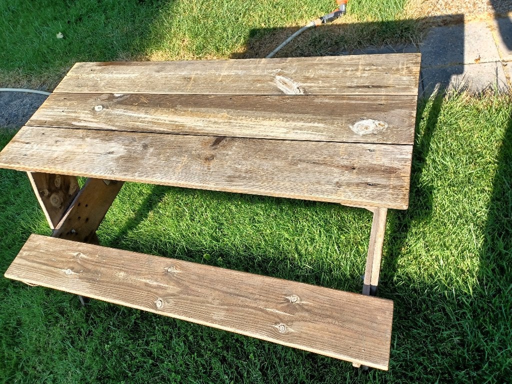 kinderbankje/tafel, Tuin en Terras, Tuinbanken, Ophalen, Gebruikt, Hout