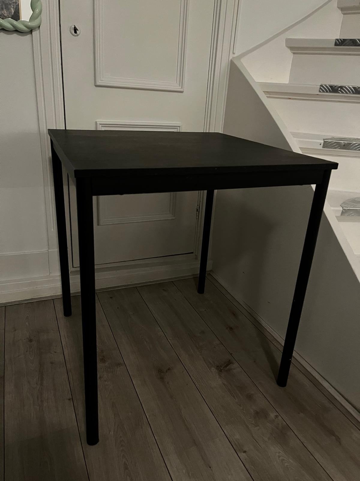 Zwarte vierkante tafel - Ideaal voor kleine ruimtes, Ophalen, Gebruikt, 50 tot 100 cm, Vierkant