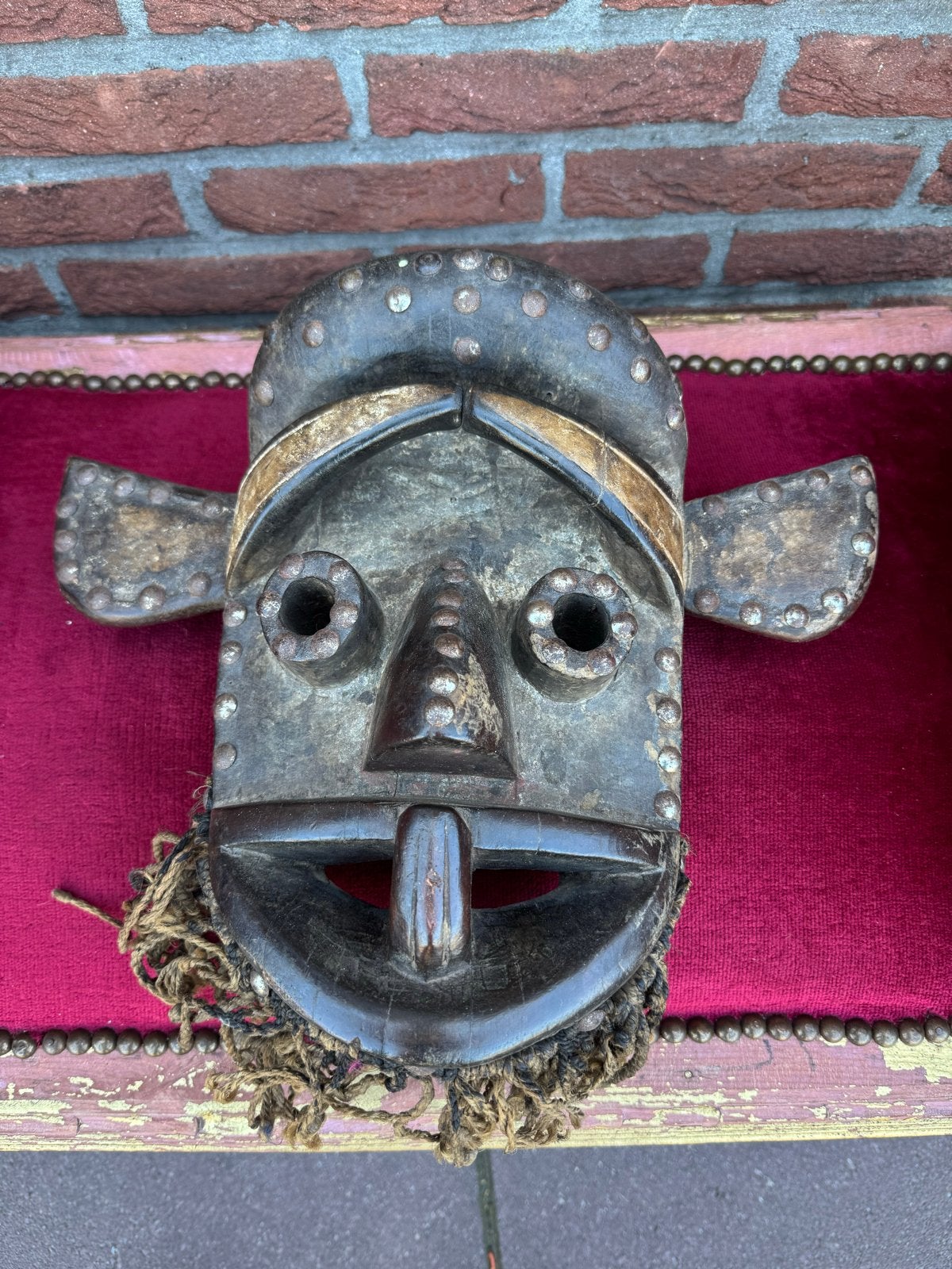 Oud Afrikaans masker (1), Antiek en Kunst, Hout, Bruin, Afrika, Ophalen of Verzenden