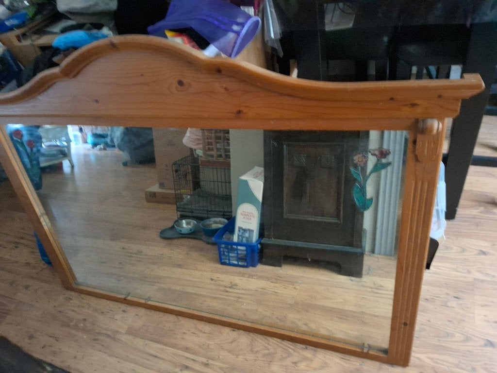 Spiegel met grenen rand, Huis en Inrichting, Woonaccessoires | Spiegels, Ophalen, Gebruikt, 100 tot 150 cm, 125 cm of meer