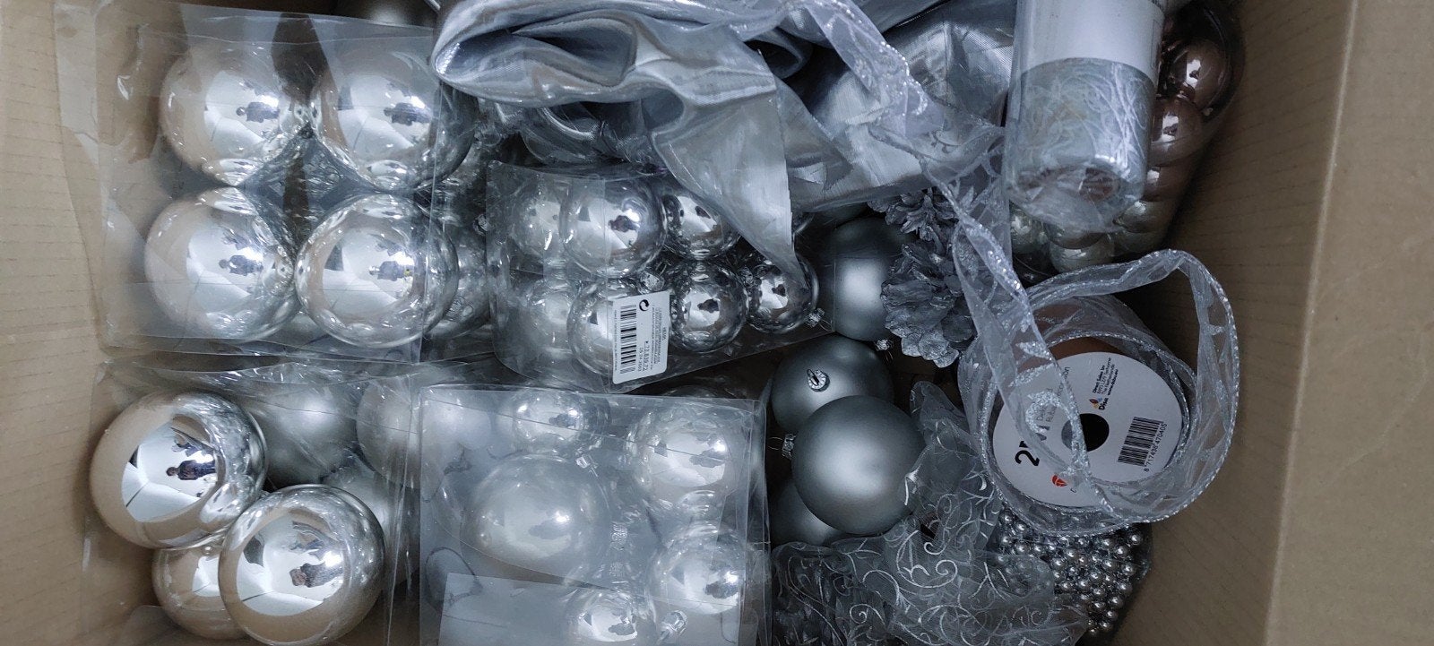 Doos vol met kerstspullen zilver, Ophalen of Verzenden