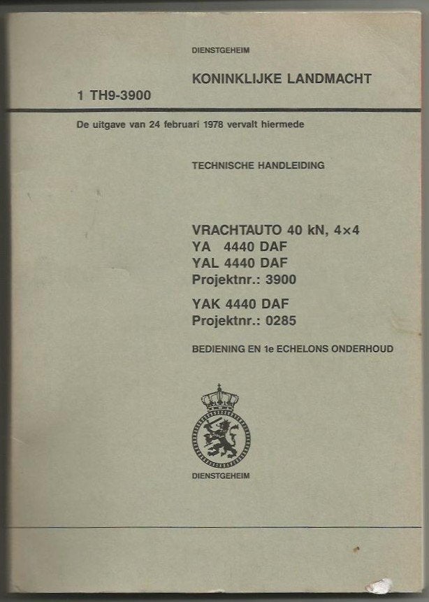Daf YA4440 YAL4440 YAK4440 vrachtwagen bediening militair, Verzenden, Landmacht, Nederland, Boek of Tijdschrift