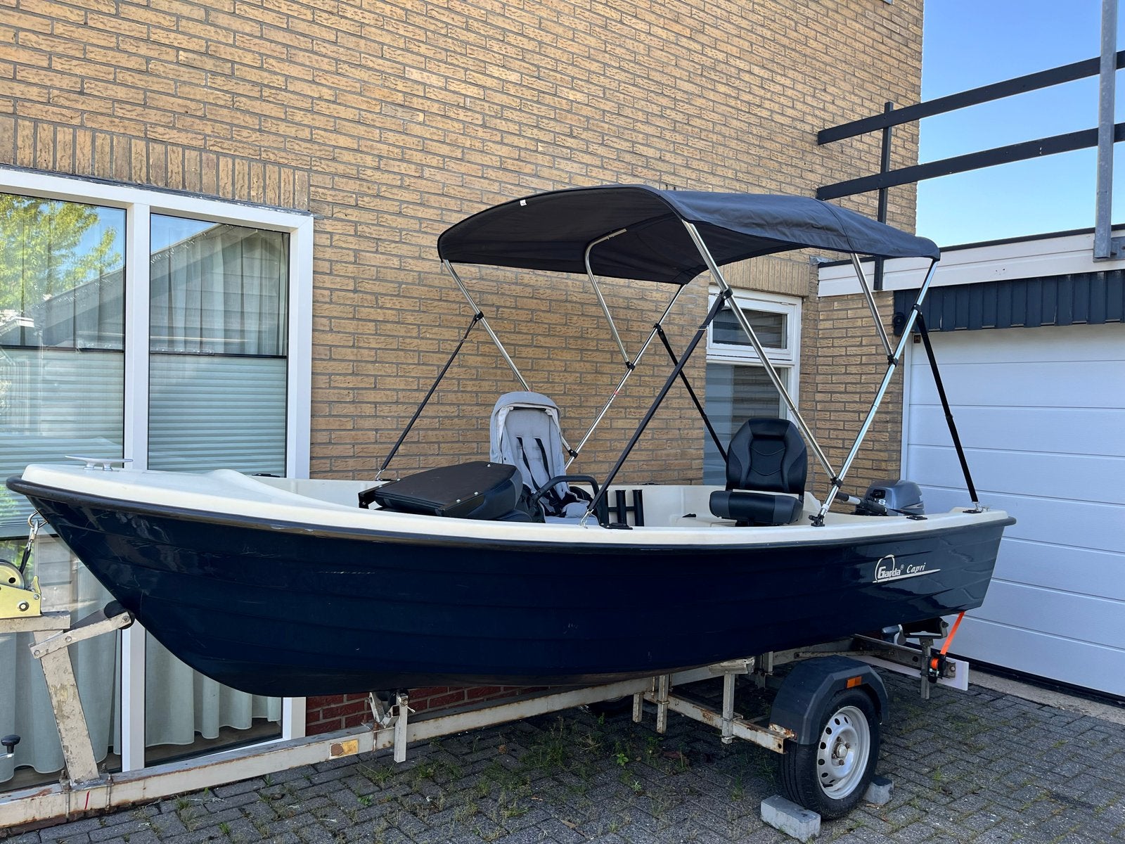 Garda Capri boot met Yamaha 8pk buitenboordmotor, Watersport en Boten, Overige merken, Gebruikt, Afdekzeil, Buitenboordmotor