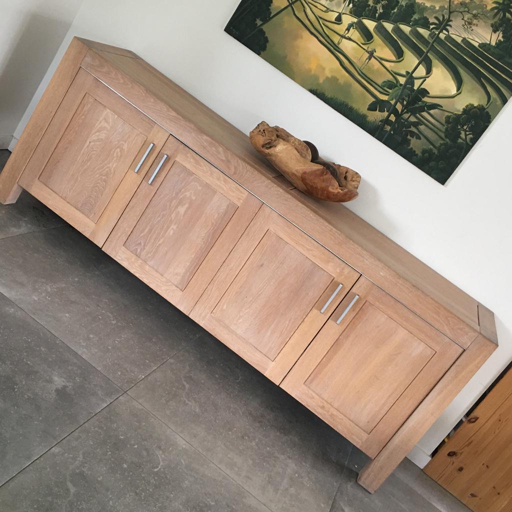 Set woonkamer meubels;salontafel, dressoir, kast,tv meubel, Ophalen, Eikenhout, Zo goed als nieuw, 25 tot 50 cm