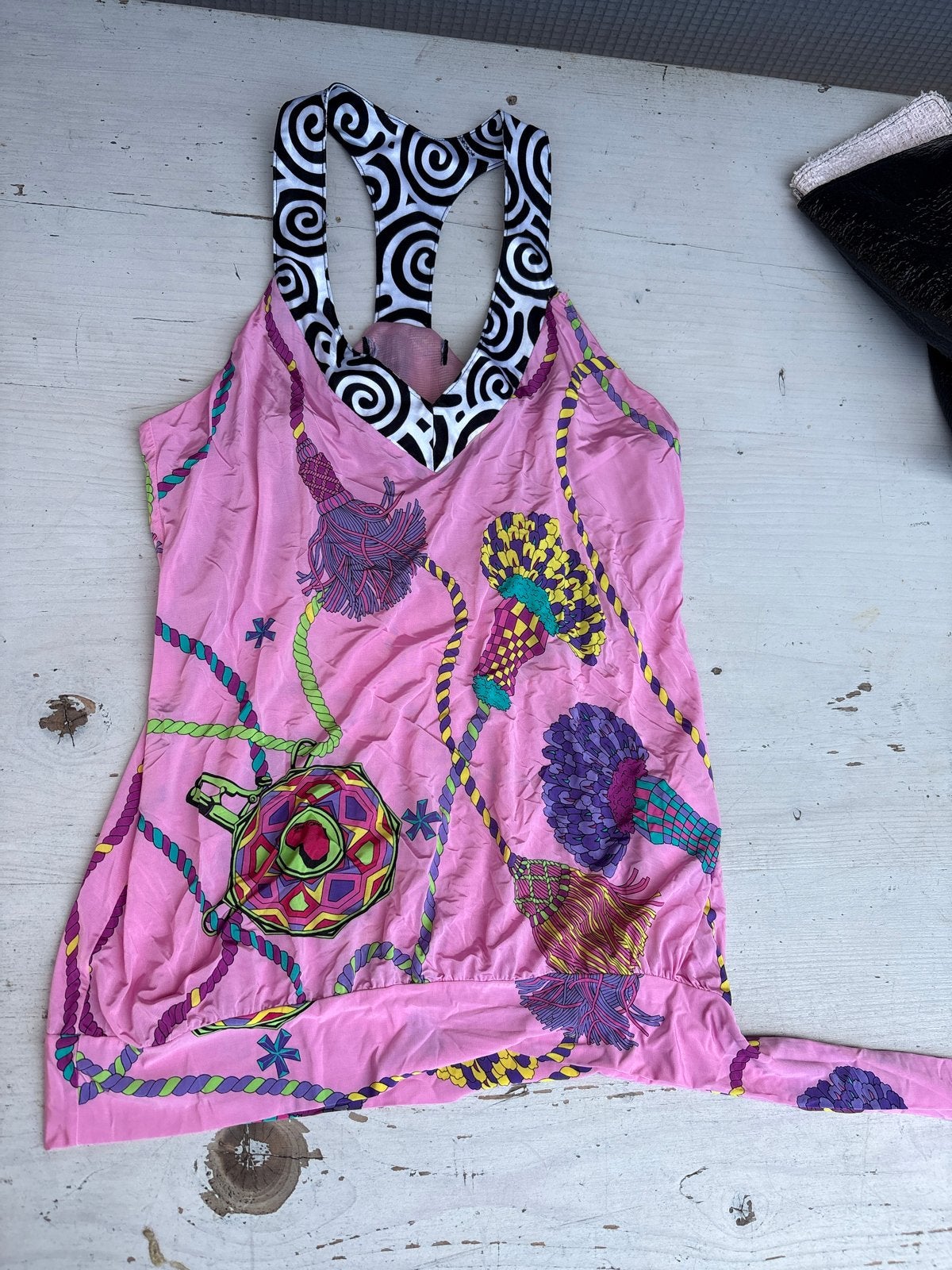 Roze Who's Who set: top en rok met print M, Maat 38/40 (M), Ophalen of Verzenden, Roze, Gedragen
