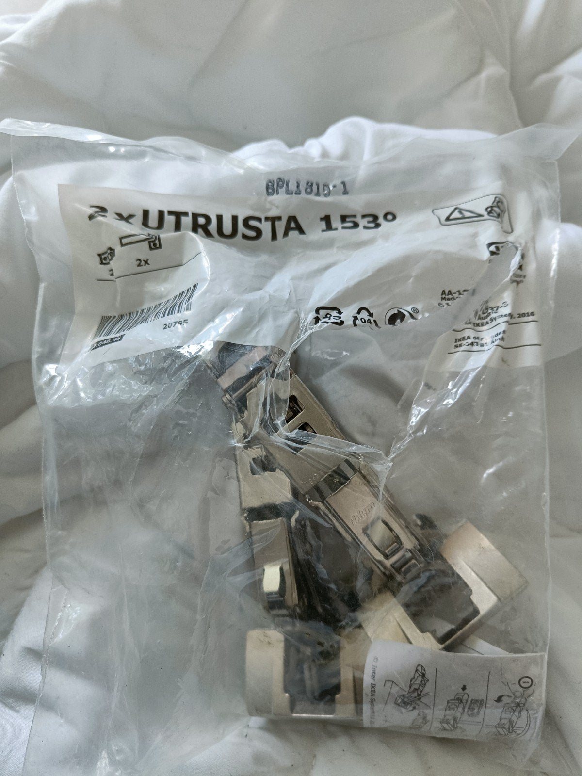 IKEA Utrusta 153 graden scharnieren (2 stuks), Doe-het-zelf en Verbouw, Hang- en Sluitwerk, Ophalen, Nieuw, Overige materialen