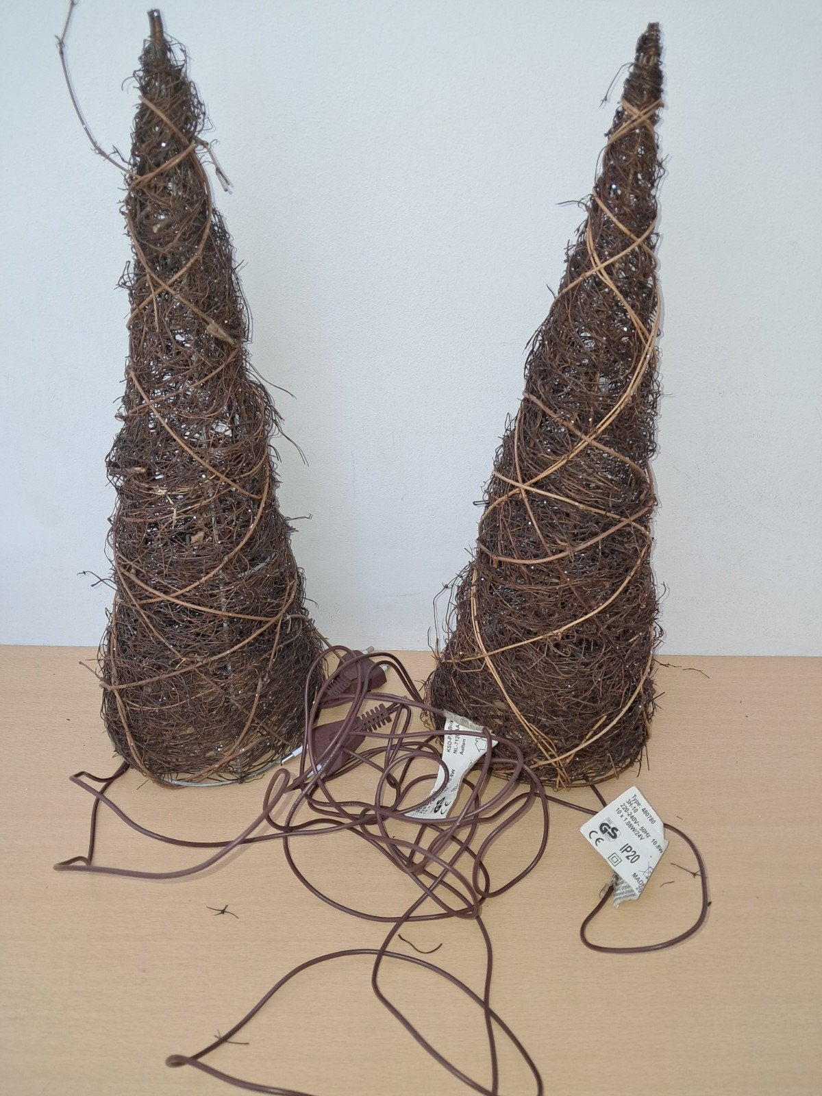 Decoratieve lichtgevende kegels van takken - set van 2, Ophalen of Verzenden, Natuurlijk materiaal, Bruin, Landelijk