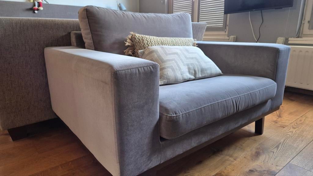 Comfortabele grijze fauteuil - Zo goed als nieuw, 75 tot 100 cm, Ophalen of Verzenden, Zo goed als nieuw, 75 tot 100 cm
