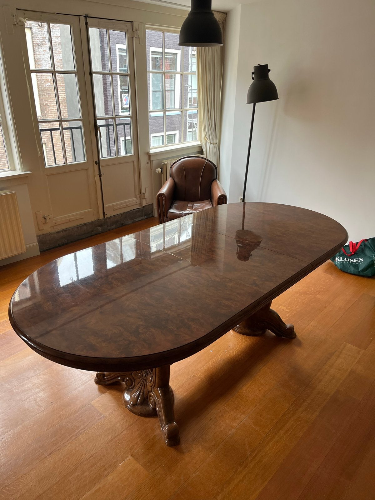 Uitschuifbare eettafel, klassiek design, Ophalen, Gebruikt, 100 tot 150 cm, Vijf personen of meer