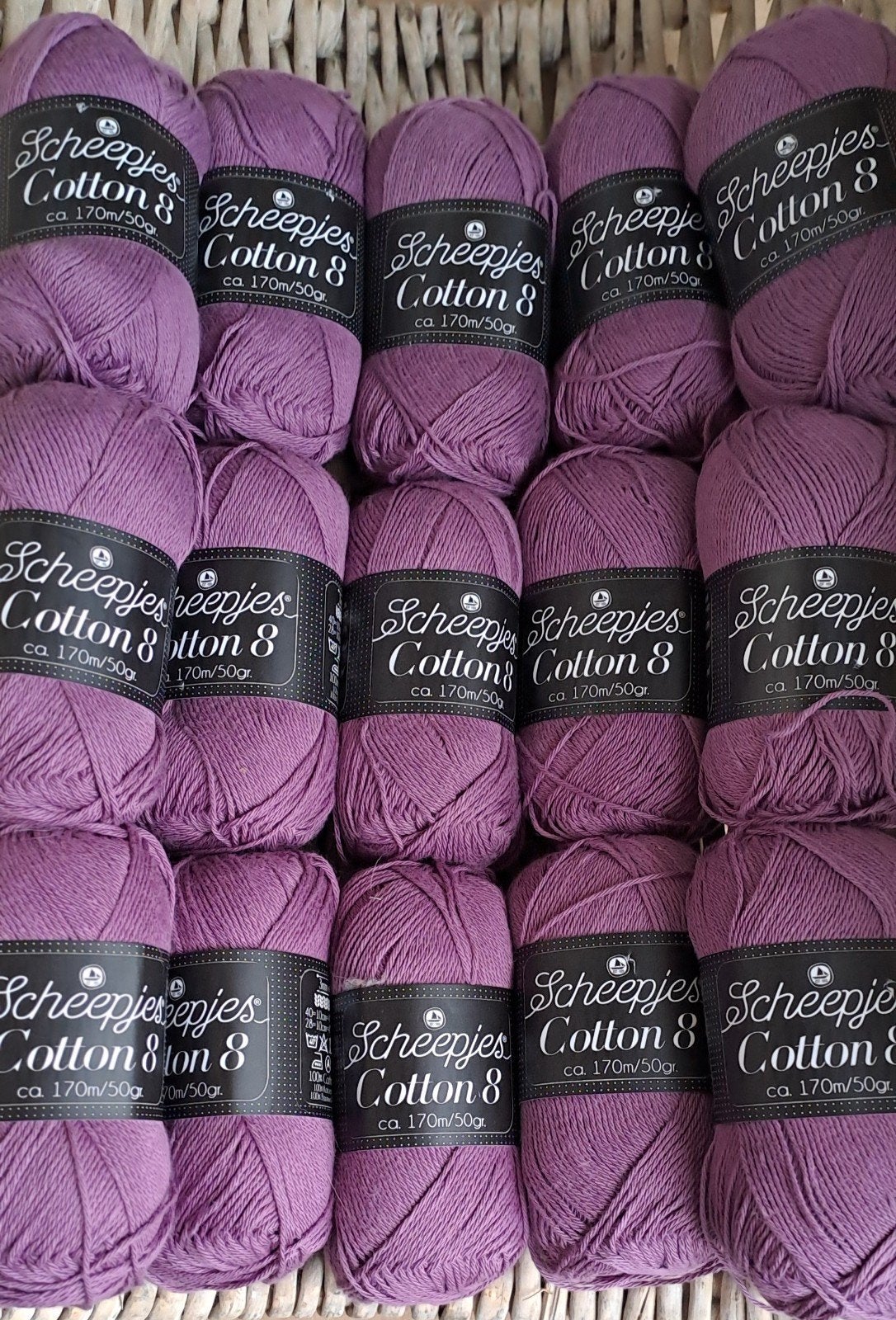 Nieuw 15 bollen Scheepjes Cotton 8 katoen garen - paars 726, Hobby en Vrije tijd, Ophalen of Verzenden, Nieuw, Breien of Haken