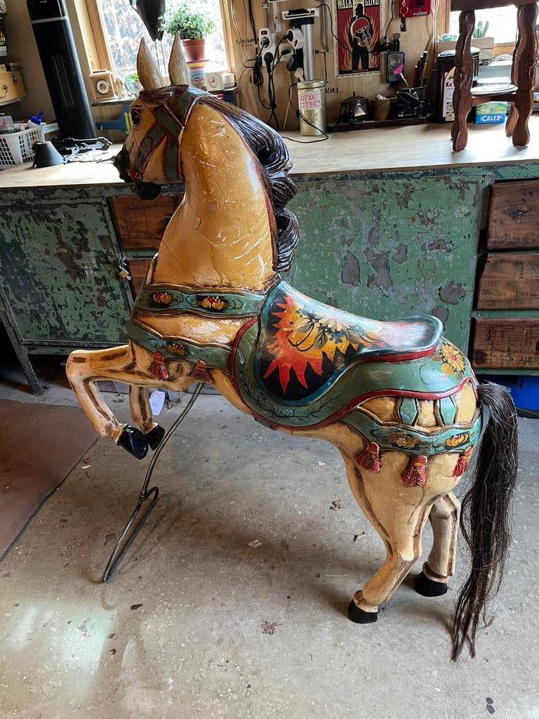 Groot draaimolen paard. Carrousel paard. Houten paard, Antiek en Kunst, Ophalen