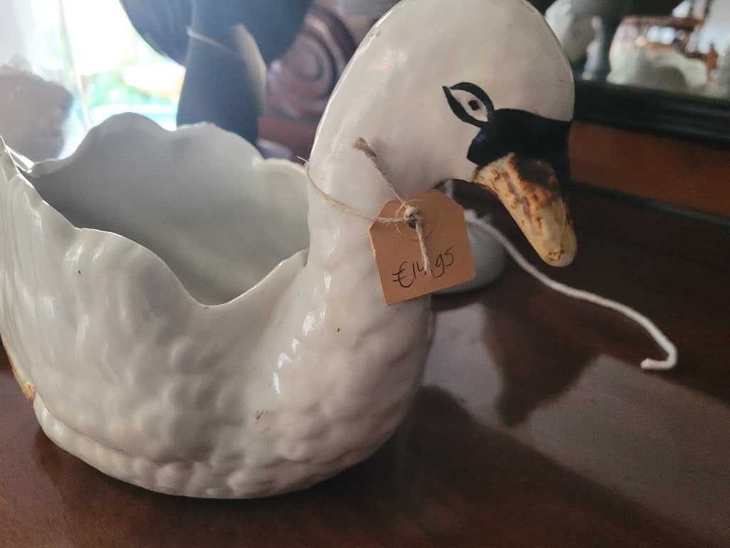 Vintage bloempot in de vorm van een zwaan, Tuin en Terras, Heikant 21 Kaatsheuvel, Belle Vieille Brocante, Binnen, Ophalen of Verzenden