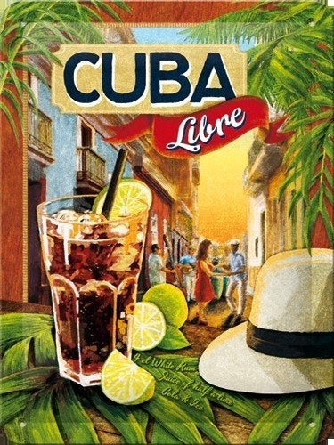 Cuba Libre cocktail relief reclamebord van metaal wandbord