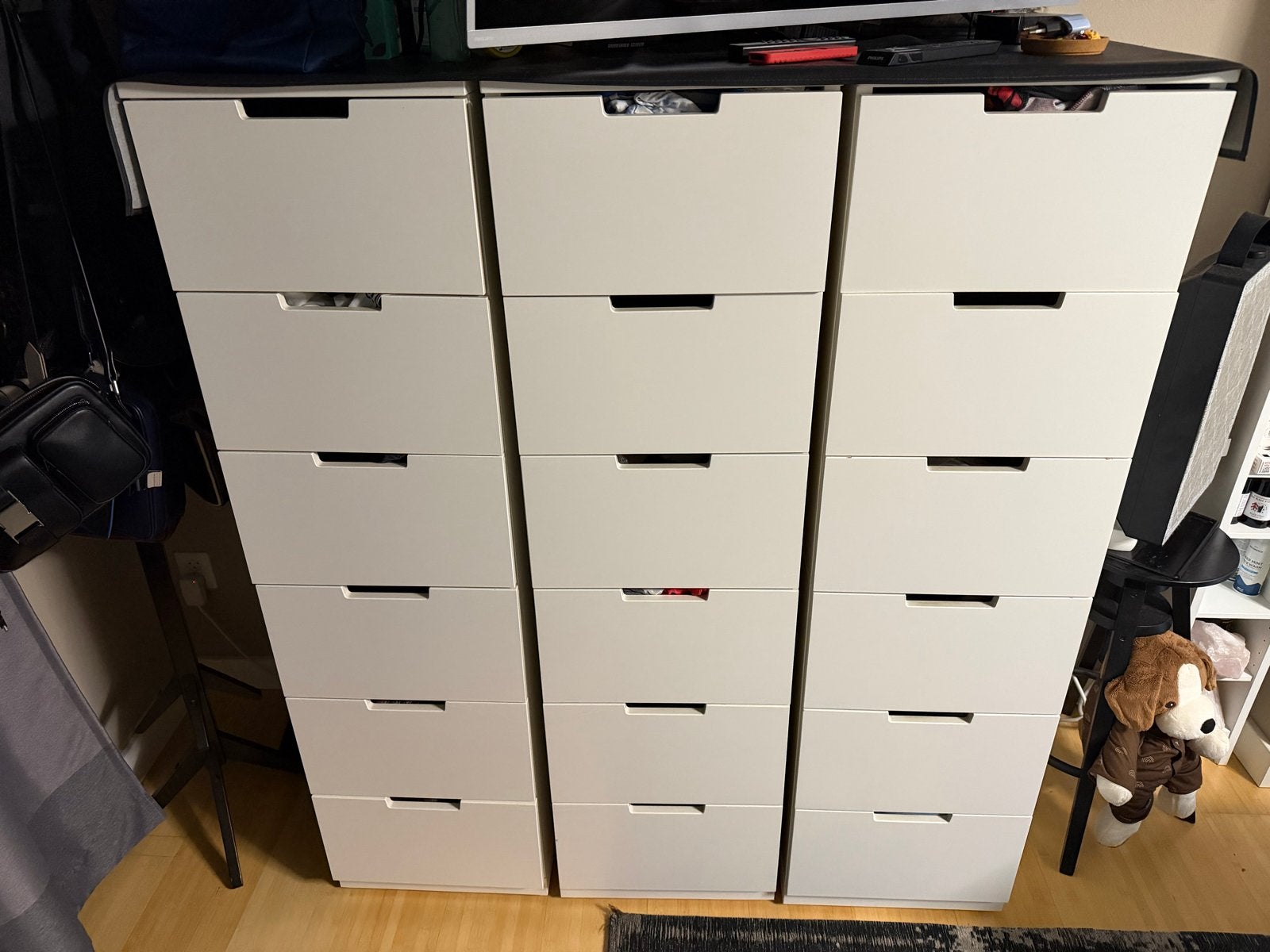 IKEA Nordli ladekast - 3 modules met elk 6 lades, Ophalen, Gebruikt, 5 laden of meer, 100 tot 150 cm