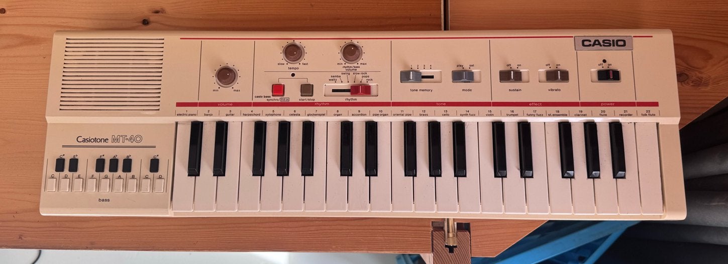 Casio Casiotone MT-40 Vintage Keyboard, 49 toetsen, Casio, Gebruikt, Midi-aansluiting