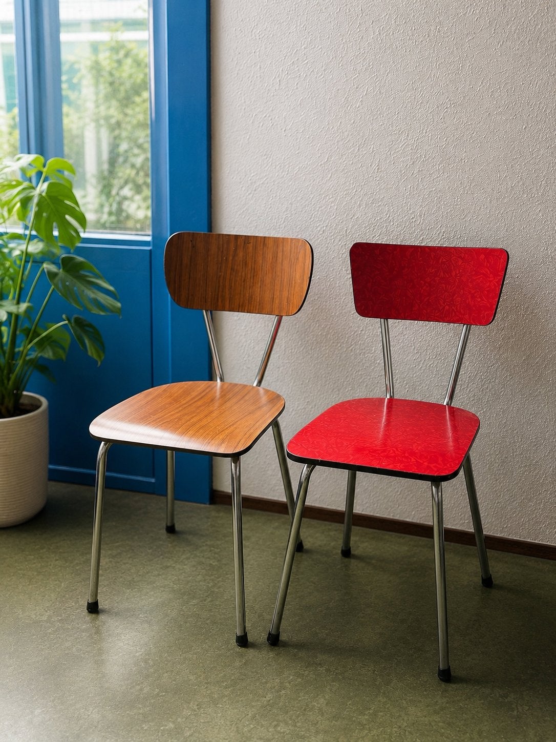 Set van 2 vintage stoeltjes, Huis en Inrichting, Stoelen, Ophalen, Zo goed als nieuw, Twee