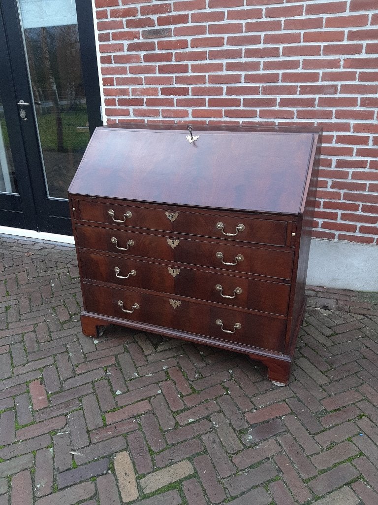 Antieke Engelse Schuine Klep Secretaire Schrijf Buro, Antiek en Kunst, Ophalen