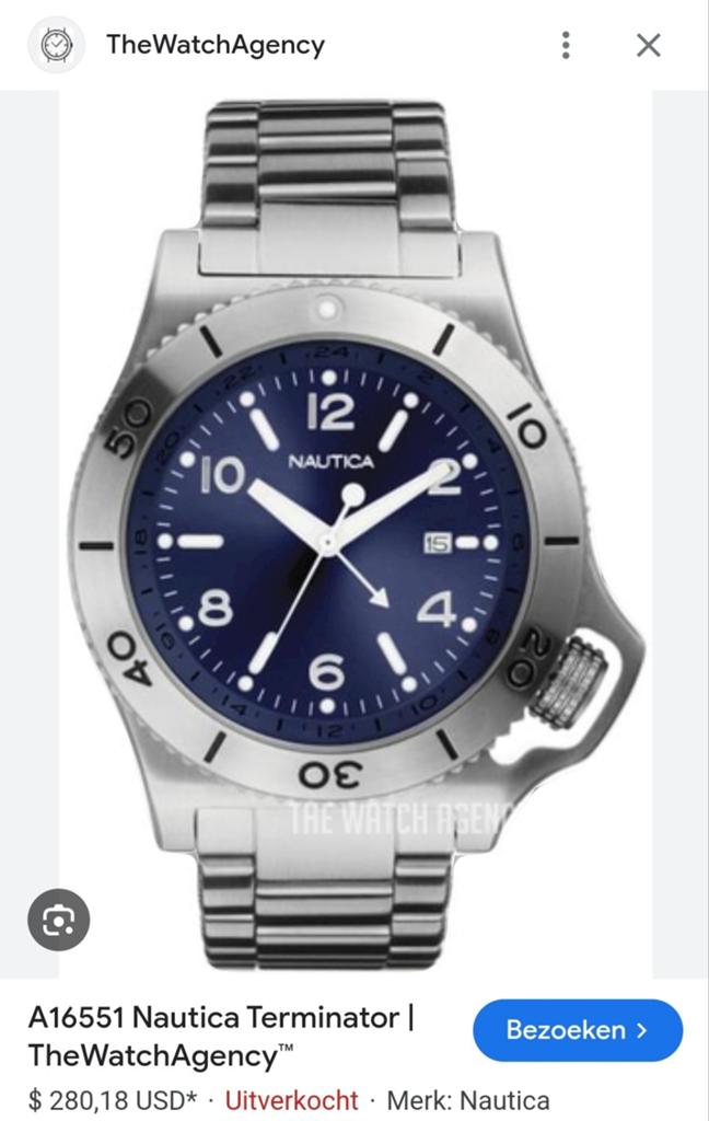 Nautica Terminator A16550 duikhorloge, Nautica, Zwart, IOS, Ophalen of Verzenden