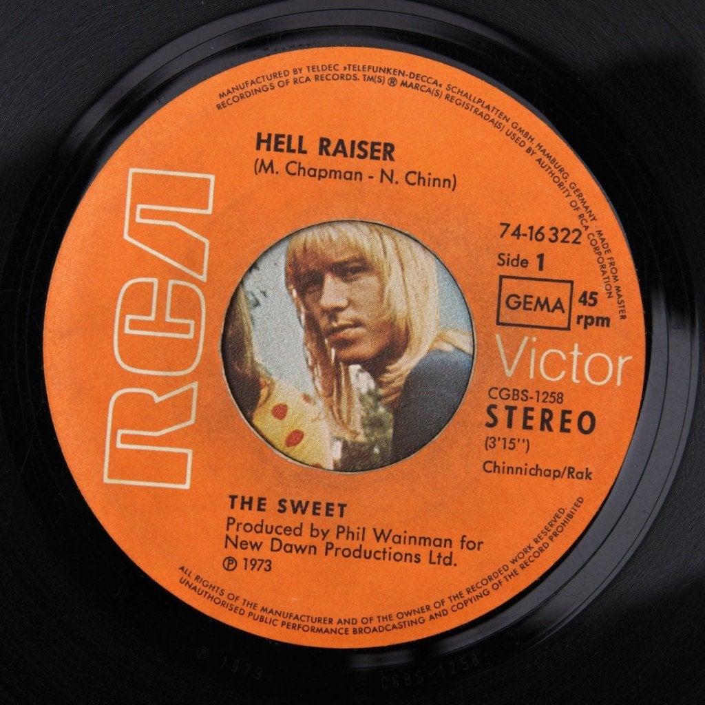 HELL RAISER The Sweet HARDROCK GLAMROCK CLASSIC HIT 1973, Verzenden, 7 inch, Zo goed als nieuw, Rock en Metal
