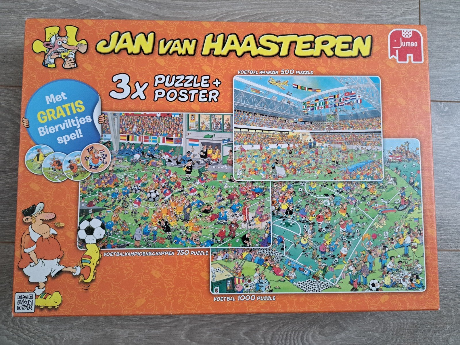 Jan van Haasteren Voetbal Puzzel Set (3x), Ophalen of Verzenden, 500 t/m 1500 stukjes, Gebruikt, Legpuzzel