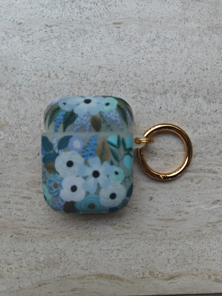 Mooi AirPods Hoesje met Bloemenprint & Goudkleurige Ring, Kunststof, Overige merken, Overige typen, Nieuw