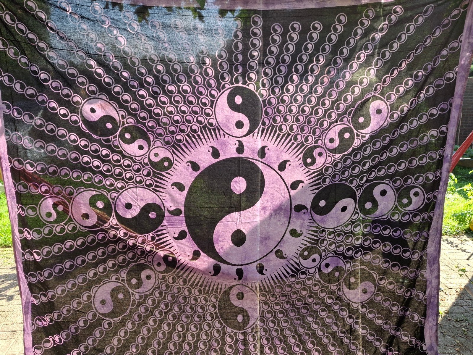Yin Yang Wandkleed / Hippie Decoratie - Zwart/Paars, Meerkleurig, Boho, Ophalen of Verzenden, Zo goed als nieuw