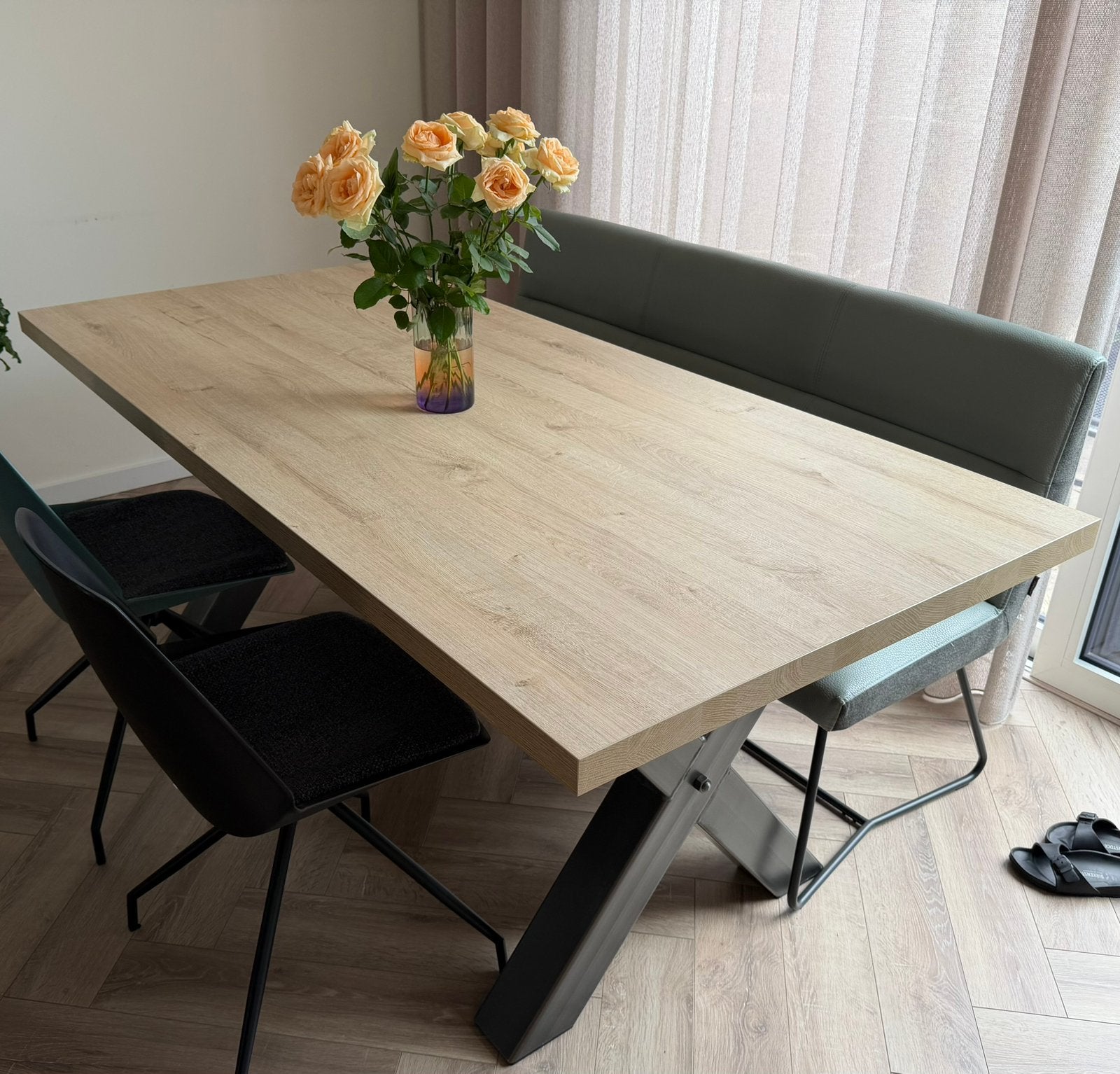 Licht eikenhouten eettafel, Huis en Inrichting, Ophalen, 50 tot 100 cm, Zo goed als nieuw, Vijf personen of meer