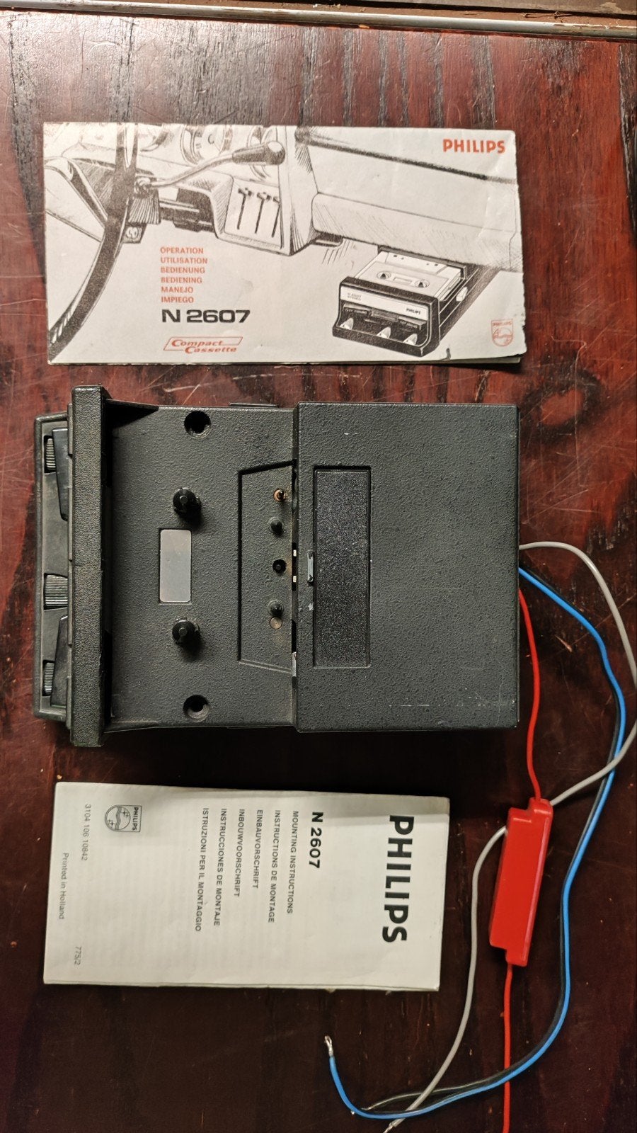 Philips N2607 Cassette Speler - Vintage Auto Radio, Ophalen of Verzenden, Gebruikt