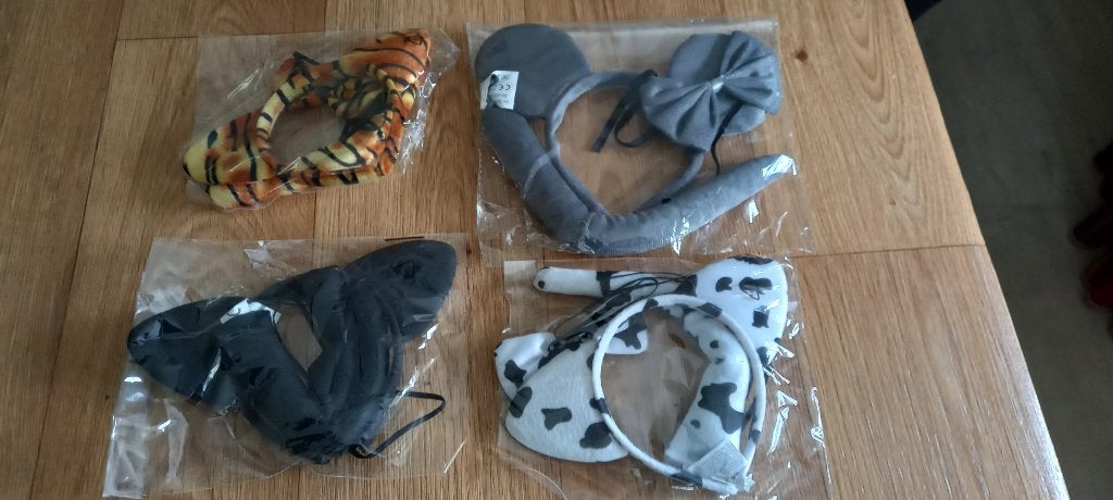 Dieren verkleedsetjes tijger-koe-grijze & zwarte muis Nieuw, Kinderen en Baby's, Carnavalskleding en Verkleedspullen, Ophalen of Verzenden