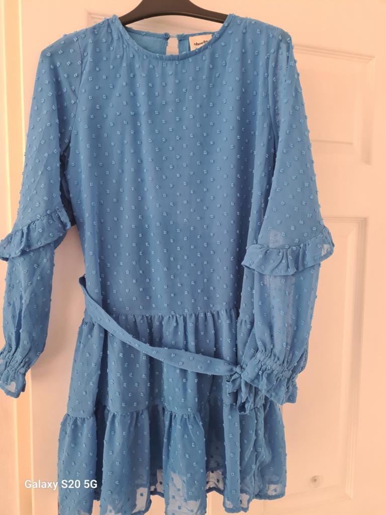 Shoeby blauwe jurk maat 146/152 (amper gedragen), Kinderen en Baby's, Kinderkleding | Maat 146, Meisje, Ophalen of Verzenden, Zo goed als nieuw