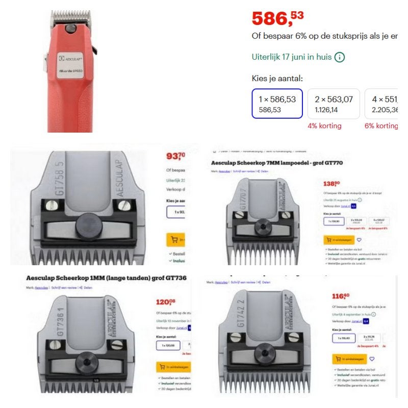 aesculap fav 2 incl 1-2-5-7 mm + gratis accessoires, Dieren en Toebehoren, Honden-accessoires, Ophalen