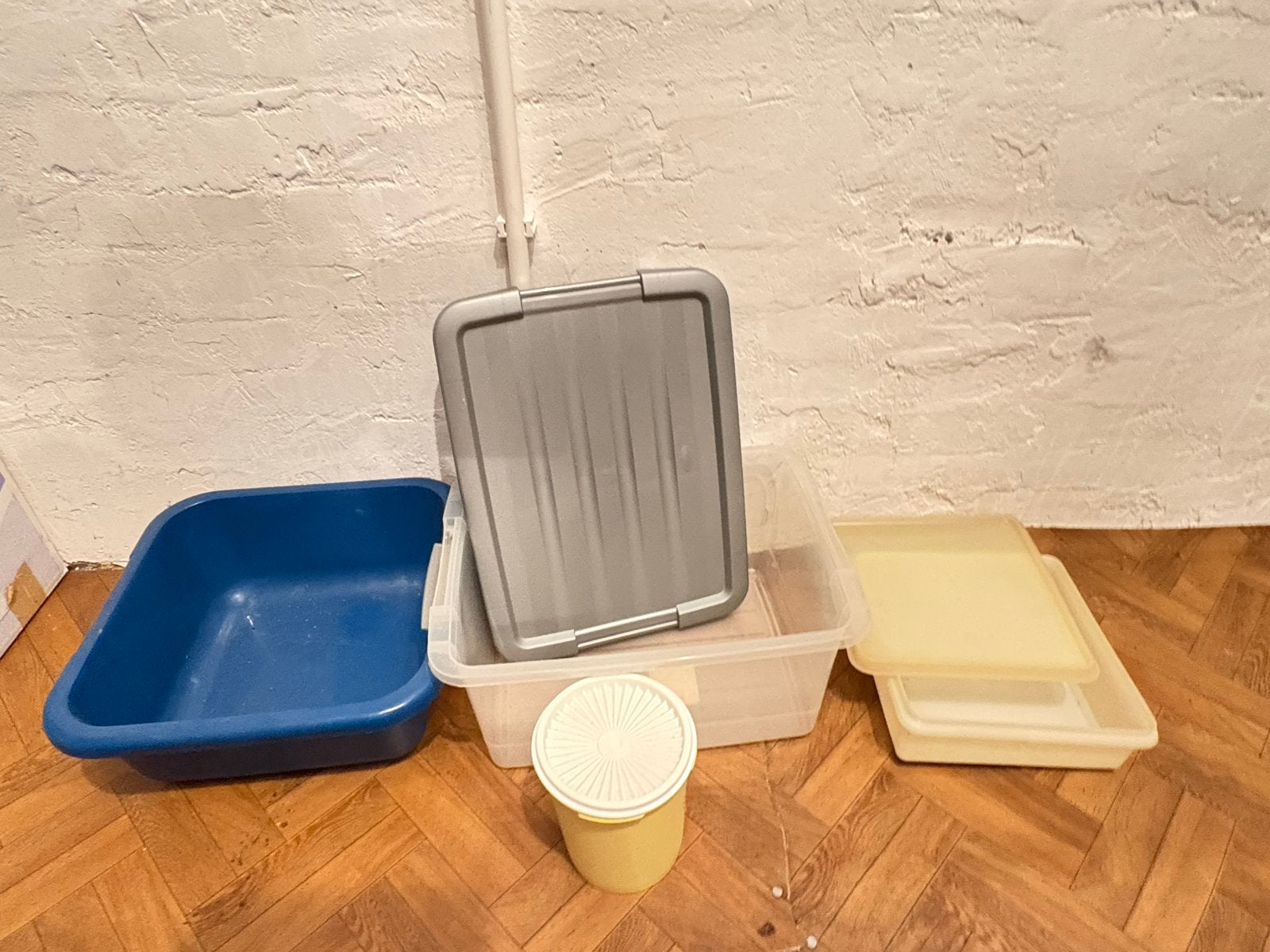 Keuken- en campingbenodigdheden: afwasbak, bewaarbakken, Ophalen, Gebruikt, Blauw, Met deksel